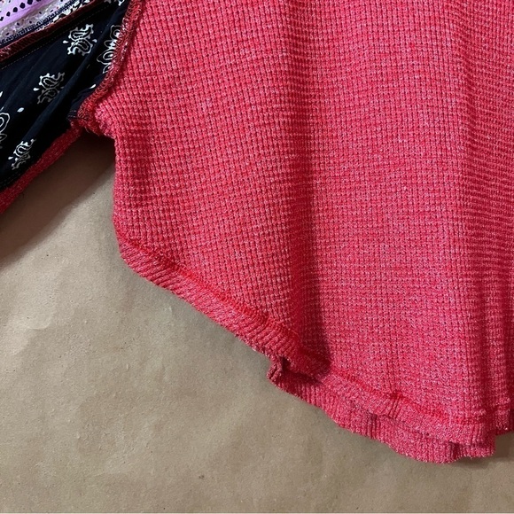 Free People | Blossom Thermal Oversized Popover Top Balloon Sleeves Red Size XS - Picture 9 of 13